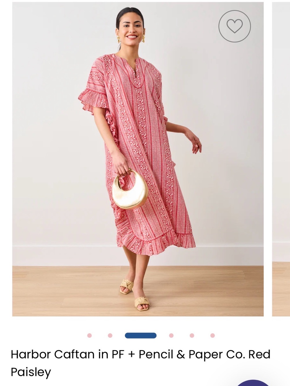 NWT Printfresh x Pencil & Paper Harbor Caftan Red and White OS+